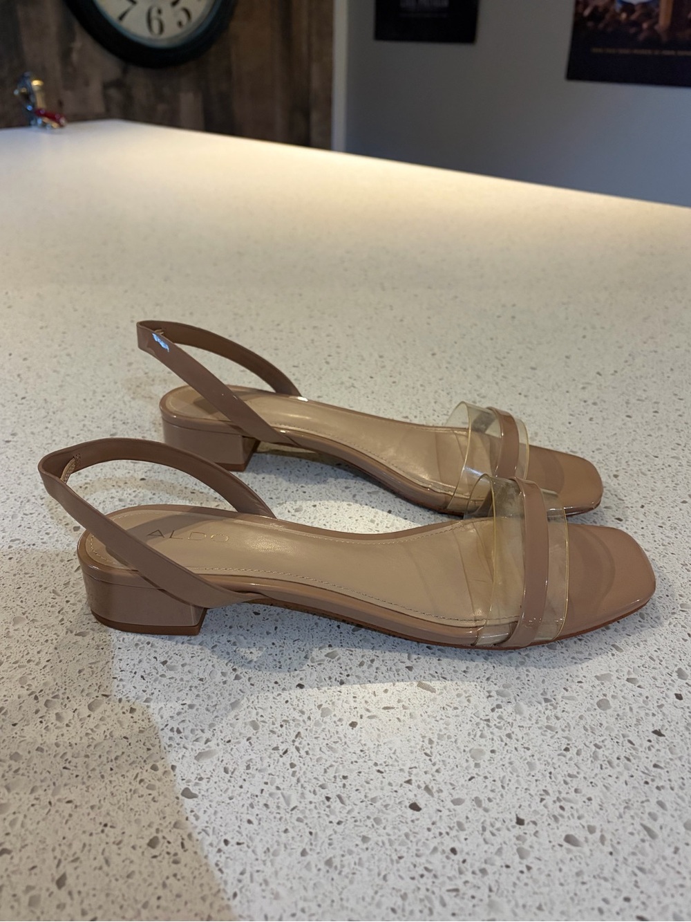 ALDO Nude Clear Strap Block Heel Sandal
